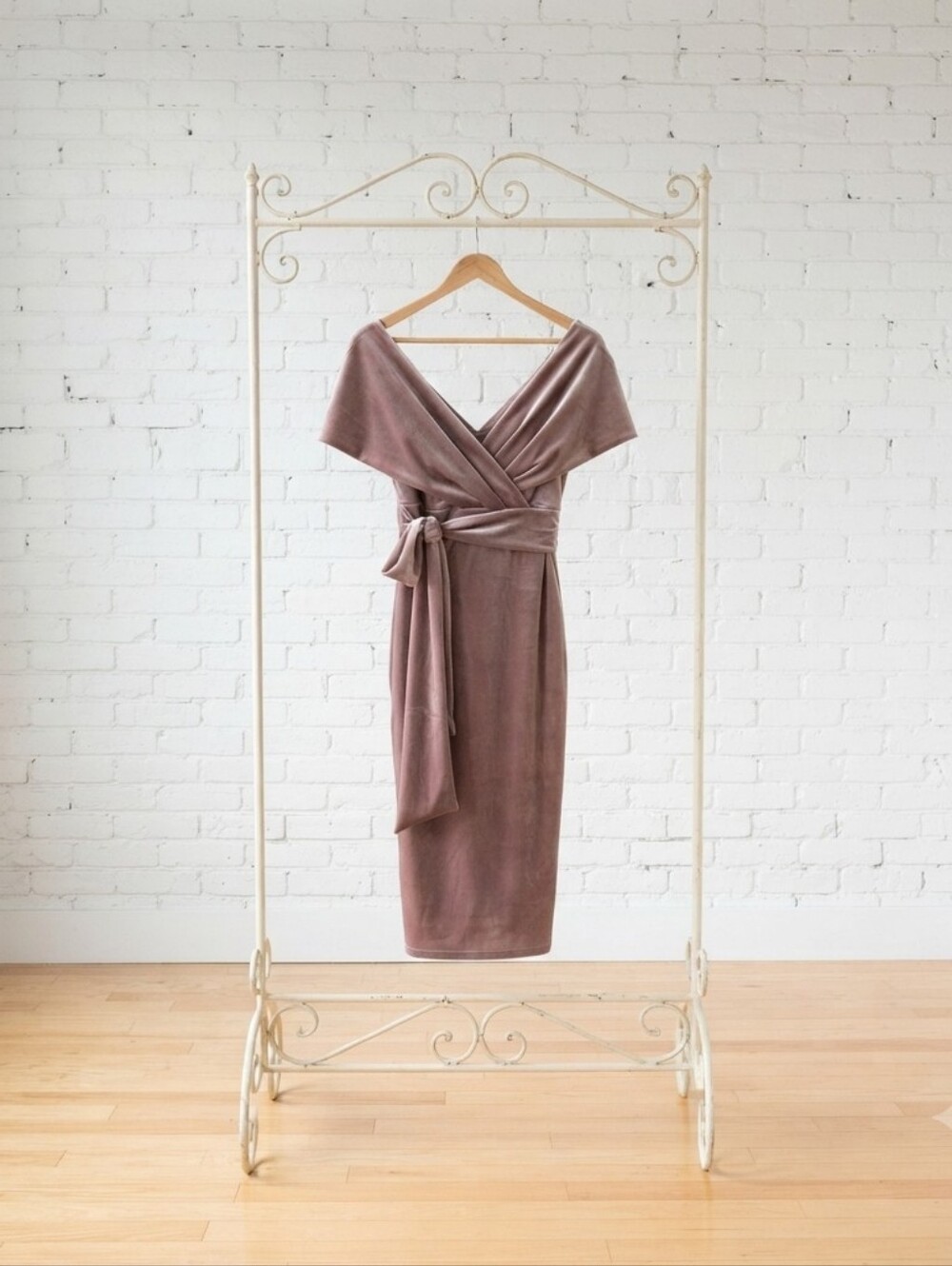ASOS Mauve Wrap-Front Midi Dress